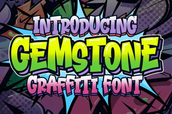 涂鸦风格海报漫画嘻哈音乐设计无衬线英文字体素材 Gemstone Graffiti Font