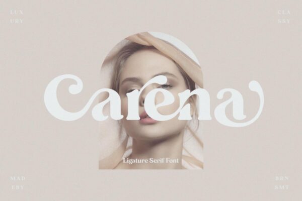 现代时尚杂志海报徽标logo设计衬线英文字体素材 Carena – Ligature Serif Font