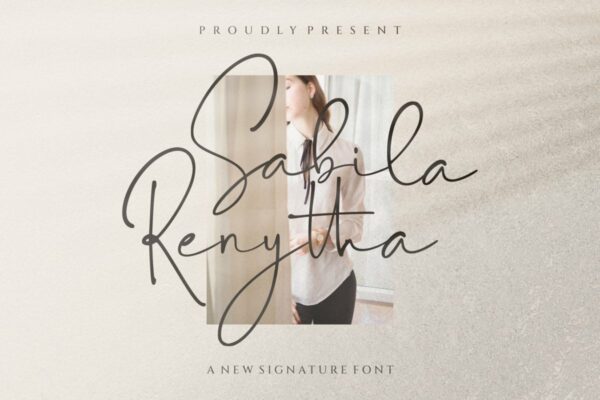 时尚优雅杂志签名徽标logo设计手写英文字体素材 Sabila Renytha Signature Font
