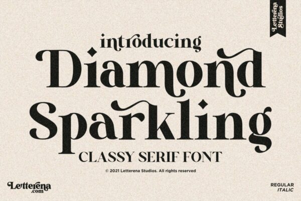 现代优雅海报品牌社交媒体设计衬线英文字体素材 Diamond Sparkling Serif Font LS