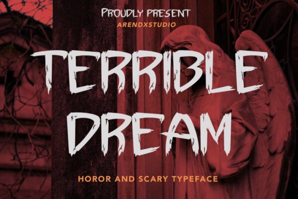 恐怖风格海报徽章徽标logo设计装饰性英文显示字体 Terrible Dream – Horror And Scary Typeface