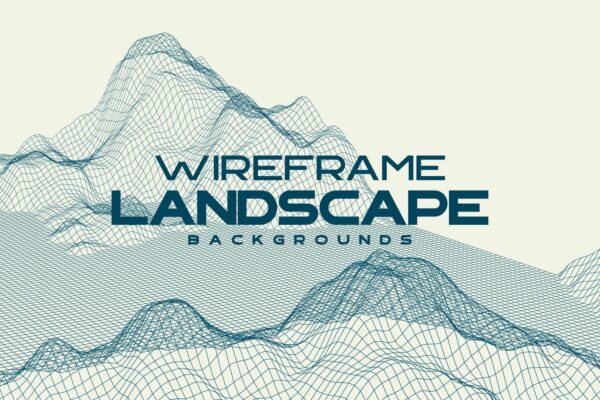 抽象山丘起伏网格纹理海报设计背景图片素材 Wireframe Landscape Mountains Backgrounds