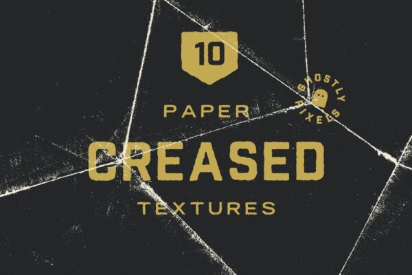 做旧折痕褶皱纸张纹理背景图片设计素材 Creased Paper Textures