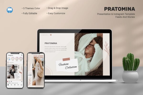 现代创意品牌营销策划演示文稿设计Keynote模板 Pratomina – Keynote & Instagram Template