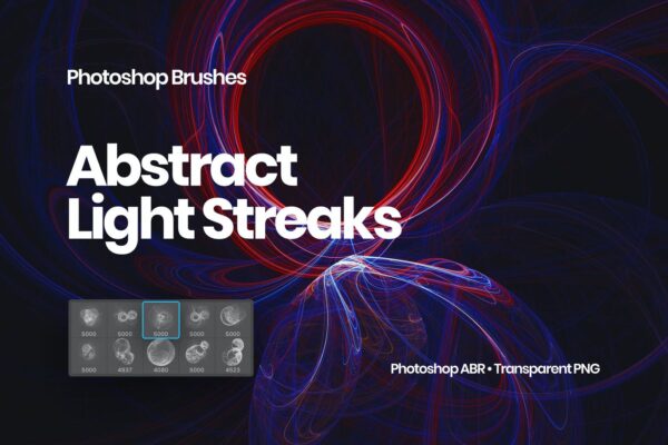 抽象科技线条灯光效果PNG透明图片笔刷素材套装 Light Streaks Photoshop Brushes