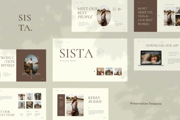 现代优雅业务营销图文排版设计ppt+keynote模板 Sista – Business Influencer Presentation Template