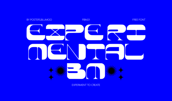 潮流复古酸性逆反差海报标题徽标Logo设计英文字体下载 Experimental BM Font