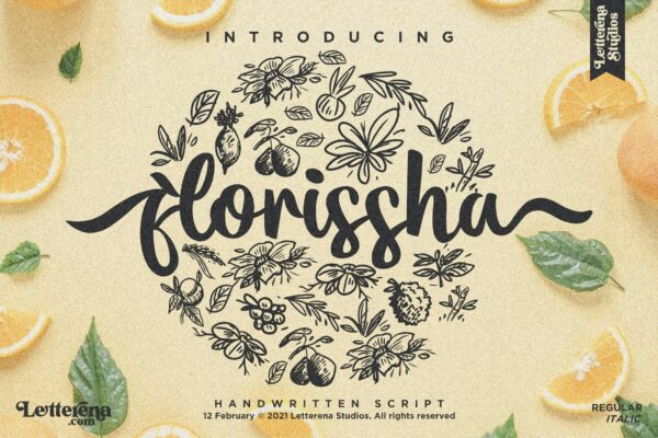 优雅海报社交媒体品牌设计衬线英文字体素材 Flourissha Script LS