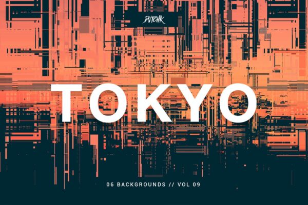 6款故障风东京城市背景照片设计素材 Tokyo City Glitch Backgrounds Vol. 09