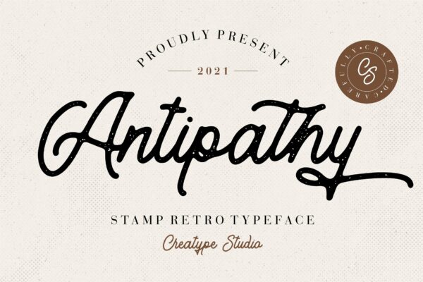 时尚复古标题徽标Logo设计手写英文字体素材 Antipathy Font