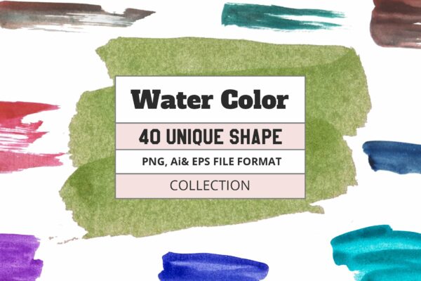40款手绘水彩笔触纹理背景图片矢量设计素材 40 Vector Water Color Object