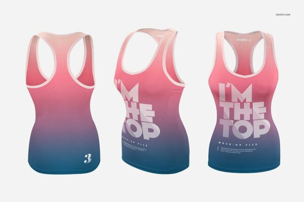 女士运动健身背心印花图案设计样机合集 Women Tank Top Mockup Set