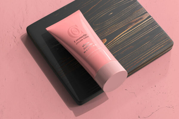 9款高端化妆品护手霜管包装盒设计贴图样机 Cosmetic Cream Tube With Box Mockup 2