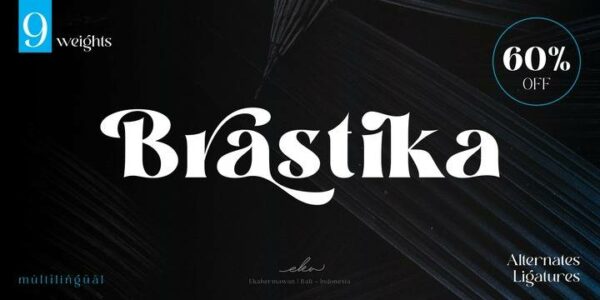 现代时尚卡通标题徽标Logo衬线英文字体素材 Brastika Font
