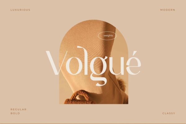 现代经典奢华徽标Logo杂志海报标题设计衬线英文字体素材 Volgue – Chic Modern Typeface