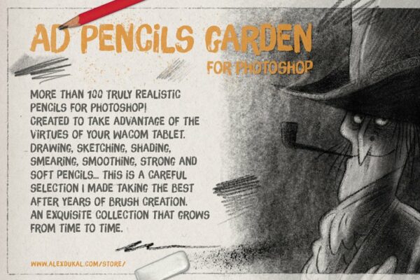 超强大的真实逼真铅笔素描纹理PS笔刷 The Pencils Garden-第341期-