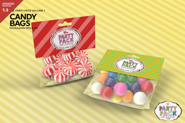 糖果袋包装袋设计展示样机模板素材 Candy Bag Packaging Mockup