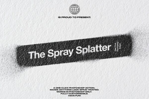 潮流油墨喷涂飞溅效果文字图形设计一键式PS动作模板 The Spray Splatter – One Click-第346期-