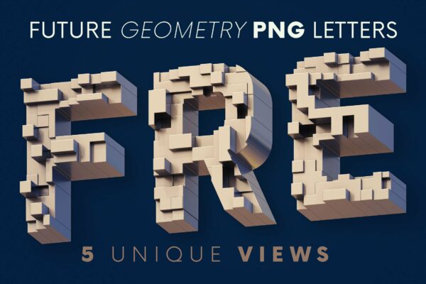 逼真未来3D几何创意字母PNG透明图片素材 Future Geometry – 3D Lettering