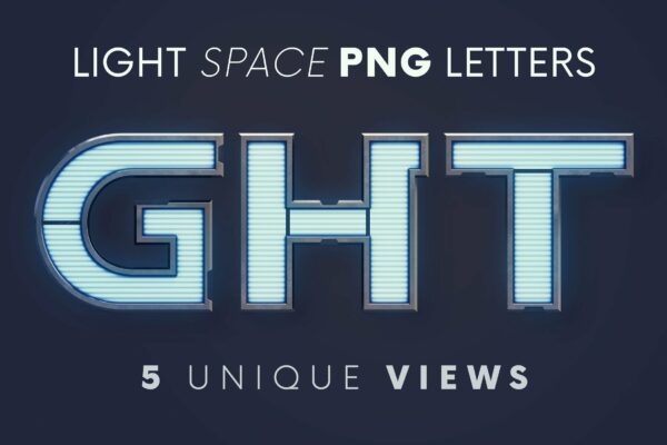 未来派霓虹3D立体字母数字PNG透明图片设计素材 Light Space – 3D Lettering