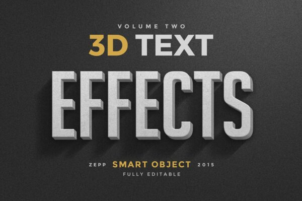 10款3D立体电影标题徽标Logo设计PS文本样式模板 3D Text Effects Vol.2