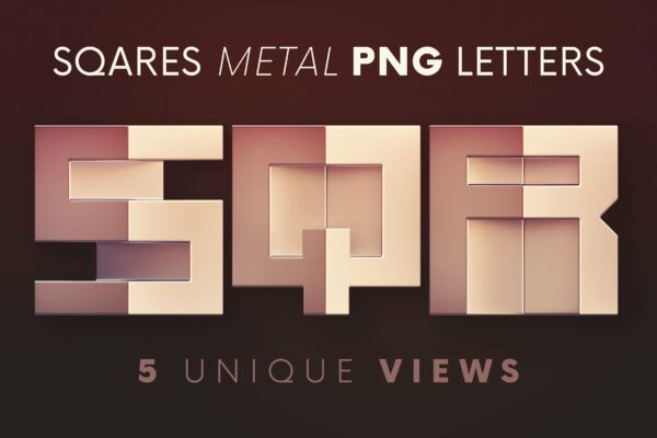 创意3D未来正方形几何字母PNG透明图片设计素材 Squares Geometric – 3D Lettering