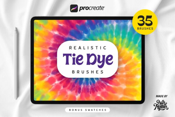 35个逼真扎染效果iPad Procreate笔刷素材 Procreate Realistic Tie Dye Brushes