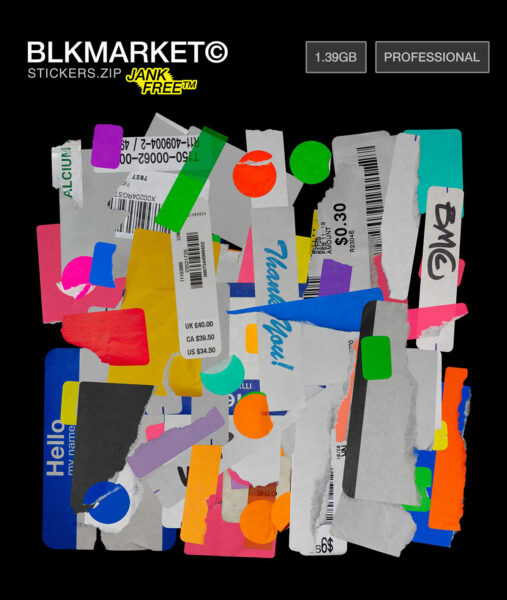 124款撕纸残损不干胶标签贴纸PS设计素材 Blkmarket – Scraps Stickers-第481期-