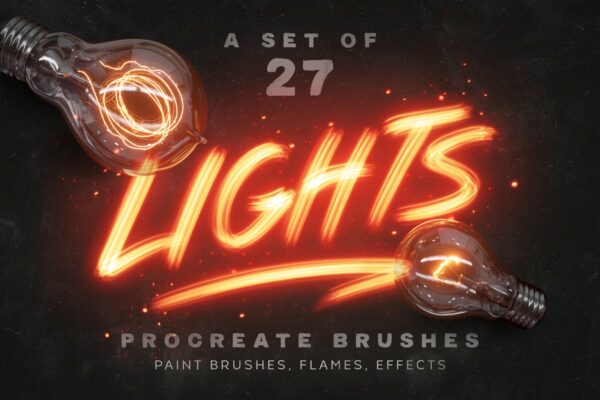 27种数字光绘效果Procreate笔刷 Lights Procreate Brushes-第508期-