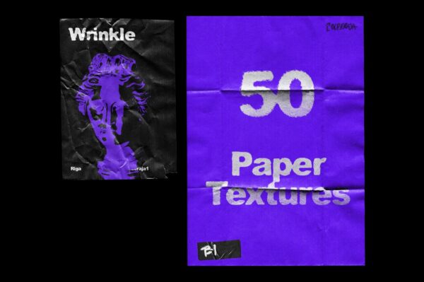 50款复古褶皱撕裂纸张纹理海报设计展示贴图样机 Wrinkle Paper Mockup Vintage-第579期-