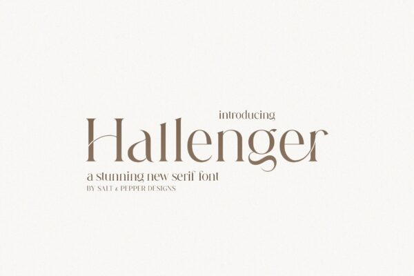 优雅奢华杂志海报徽标logo设计衬线英文字体素材 Hallenger Serif Font