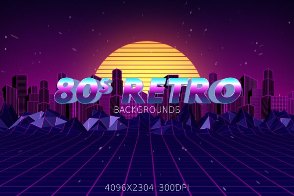 高清80年代复古霓虹灯效果背景图片素材 80s Retro Backgrounds-第539期-