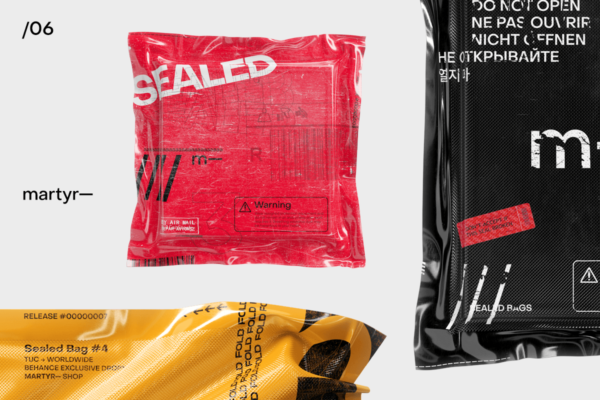 潮流光泽真空食品密封透明塑料PVC铝箔包装袋设计展示PSD样机 Sealed Bags — Mockup Pack-第396期-