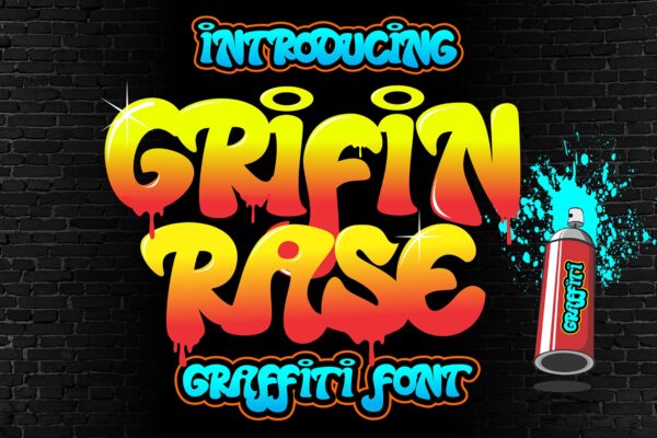 现代涂鸦风格标识服装广告设计装饰性英文字体 Grifin Rase – Urban Graffiti Font