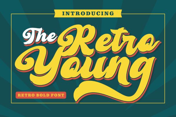 复古海报包装徽标logo设计手写英文字体 Retro Young – Vintage Bold Font