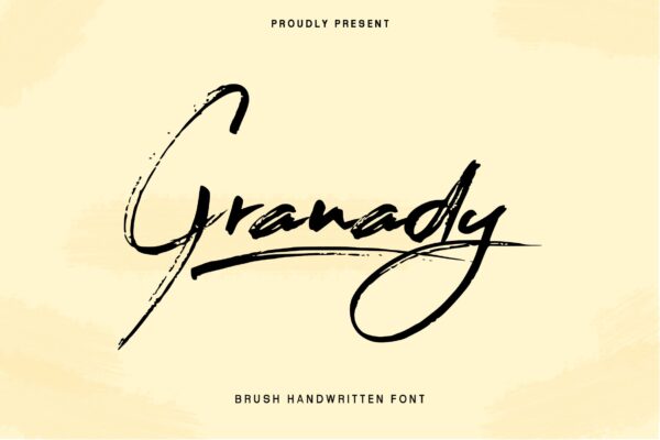 优雅杂志海报标题设计手写毛笔英文字体素材 Granady Handwriting Brush Font