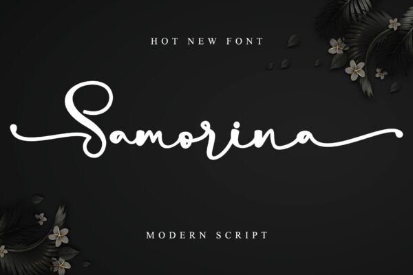 现代经典杂志海报徽标logo设计手写英文字体素材 Samorina