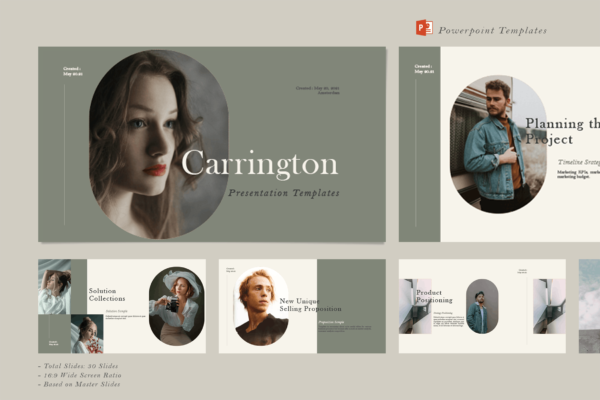 时尚优雅品牌营销策划图文排版设计ppt模版 Carrington PowerPoint Templates