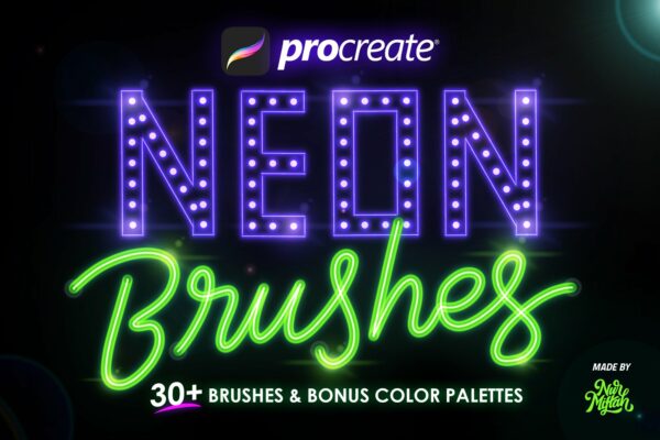 30款霓虹灯效果绘画笔刷 30+ Procreate Neon Brushes-第544期-