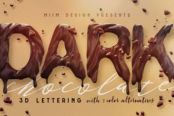 黑/牛奶巧克力3D字体特效英文字体效果设计素材 PNG格式-第494期-