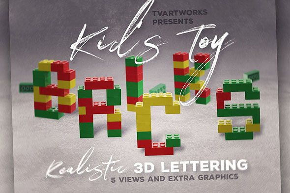 儿童游戏积木砖块3D字体特效效果设计素材 PNG格式-第494期-