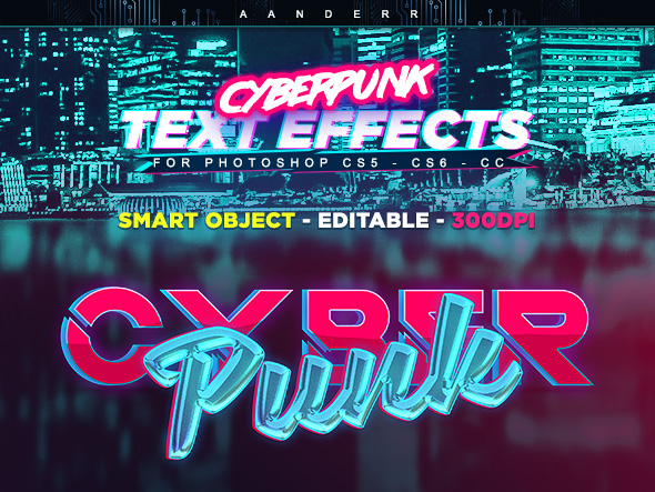 8款科幻未来赛博朋克特效立体字PS样式模板 Cyberpunk Text Effects-第421期-