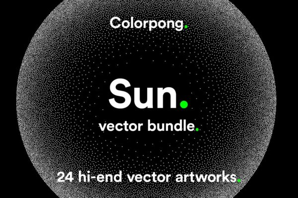 24款创意抽象未来科幻太阳粒子云科技背景AI矢量素材 Colorpong – Sun Vector Bundle-第654期-