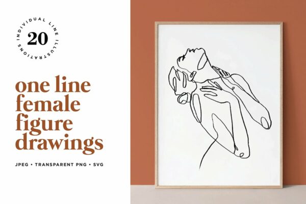 抽象手绘女性人物线条艺术矢量图案 Abstract Female Figure Line Art-第614期-