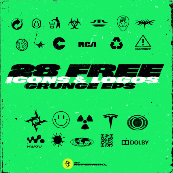 28款潮流做旧污渍图标标志矢量素材集 28 Icons & Logos Grunge EPS-第381期-