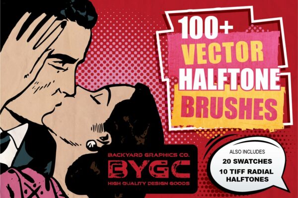 Heartfelt Halftone Vector Brushes 100多个复古半调纹理矢量笔刷素材-第517期-