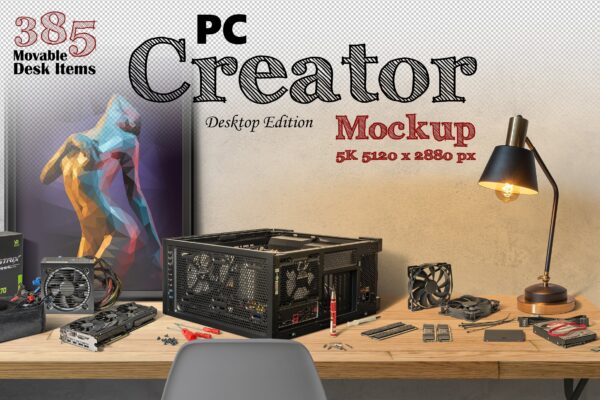 385款5K高清电脑组装场景样机模板PS设计素材套件 PC Creator 5K – Desktop Edition-第567期-
