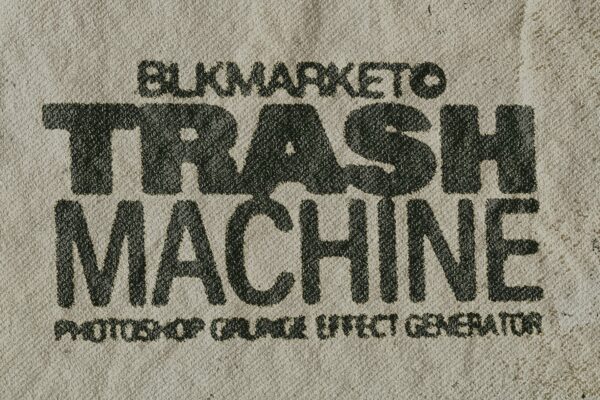 破裂损坏毛刺墨水渗透效果平面广告海报标题徽标设计PS动作模板 BLKMARKET Trash Machine-第637期-