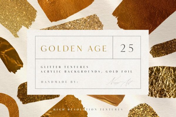 25款豪华闪光黄金铝箔丙烯酸背景纹理素材 25 Golden Age Luxury Textures-第707期-第575期