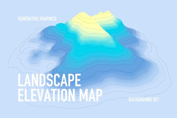 10款抽象等高线渐变山谷丘陵图片背景素材 Landscape Elevation Map Backgrounds-第797期-
